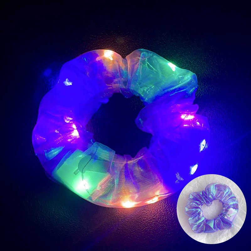 10Pcs LED Light Hair Scrunchies Light Up Scrunchies Elastic Glow Hairbands Hair Scrunchies Glow Mermaid Party favors Supplies: Fluorescence Yellow
