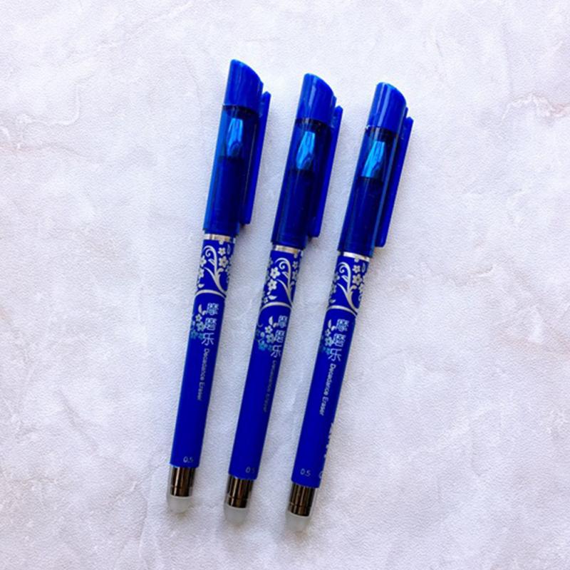 12Pcs Blue Ink Erasable Pen Student Stationery Writing Pen Multifunction Gel Pen 0.5mm Tip Writing Fluently Strong