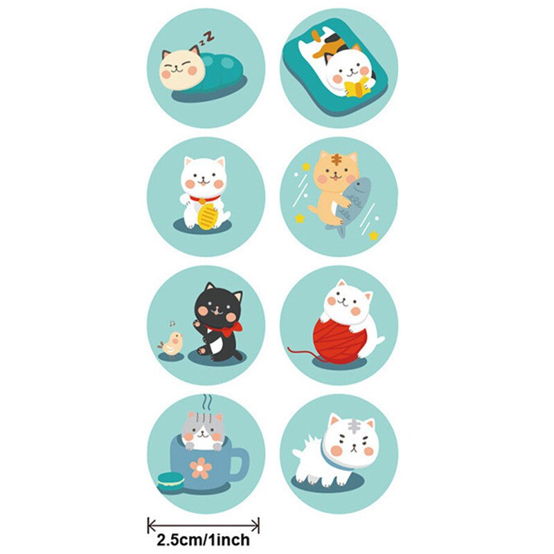 Round Cute Cartoon Animal Birthday Party Decoration Sticker Handmade Cake Baking Seal Sticker Envelope Invitation Sticker: B 25MM 100PCS