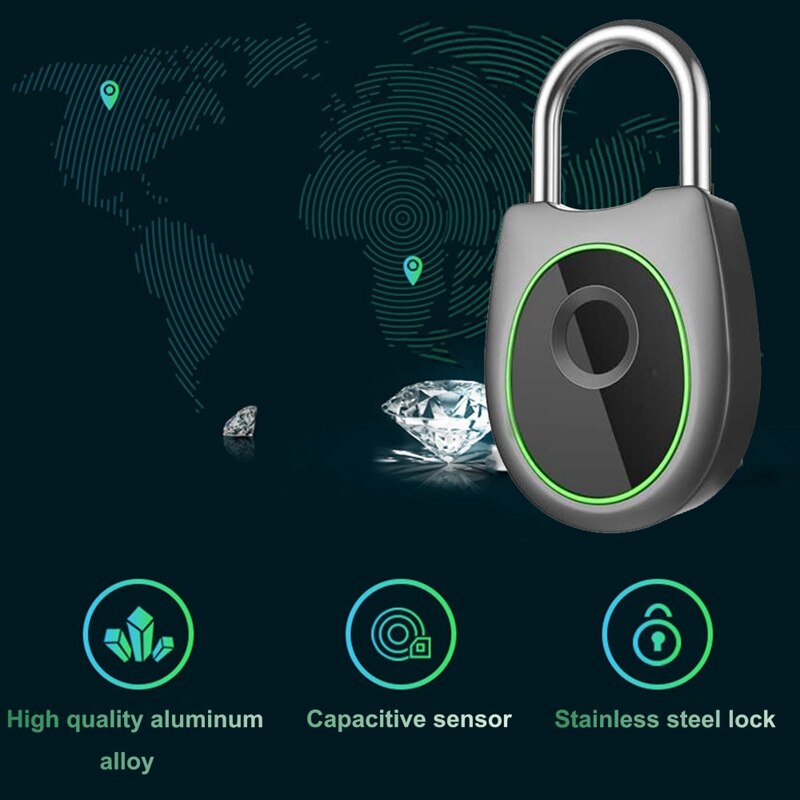 Smart Fingerprint Lock Electric Biometric Door Lock USB Rechargeable IP65 Waterproof Bluetooth Electronic Lock Car Lock Student