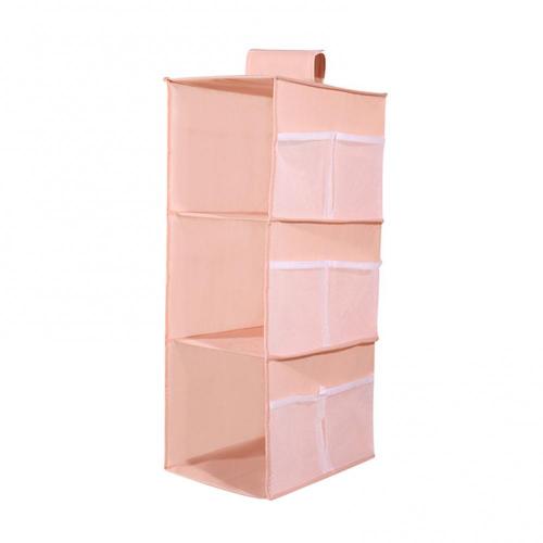 Organizadores colgantes de tela Oxford duraderos, estante de almacenamiento lavable, multicapa, plegable, organizador de ropa: Pink 3 Layer