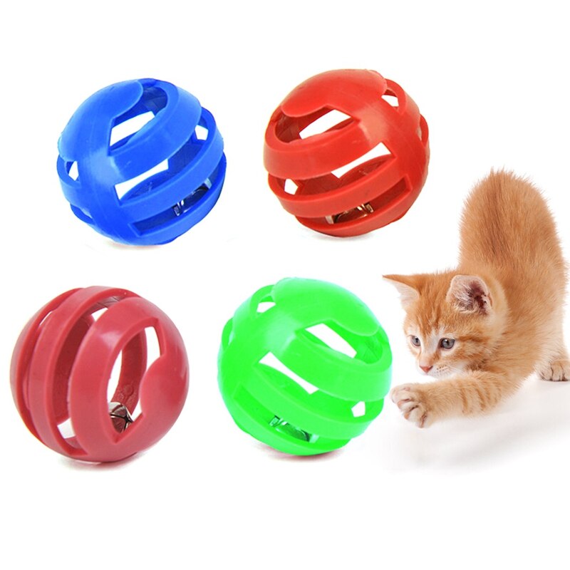 4pcs/Set Funny Cat Ball Toy Hollow Training Cat Interactive Toy Cat Bell Toy For Cats Kitten Pet Interaction Supplies: Default Title