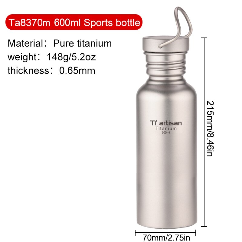 Tiartisan nyeste titanium sport vandflaske ultralet lækagesikker udendørs camping vandreture drikke vandflaske 400ml/600ml/750ml: 600ml