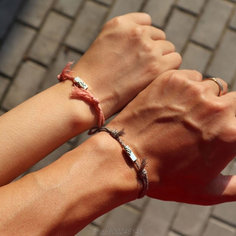 2 uds hecho a mano las montañas ríos tallada amistad pulsera de soga trenzado pulsera de amor para parejas Kit amante de la joyería Au19 20