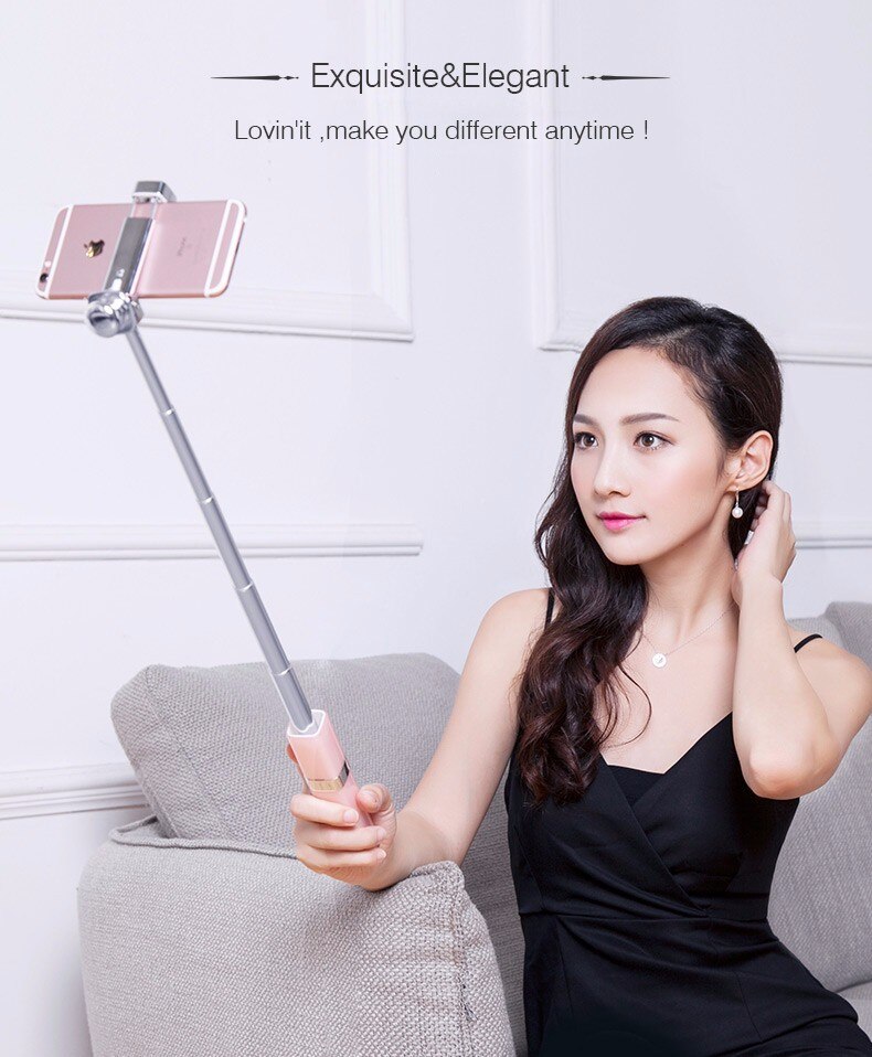 Mode Lippenstift Aluminium Bluetooth Wireless Selfie Stick voor iPhone 7 plus 6 6 s iOS Samsung Android Huawei Smartphone