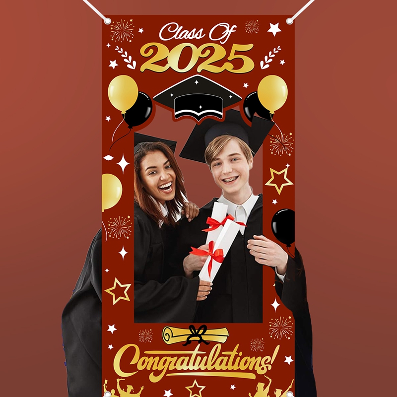 Graduation Photo Booth Prop Frame Banner Frame Backdrop Class of Grad Celebrations Decor Shooting Supplies