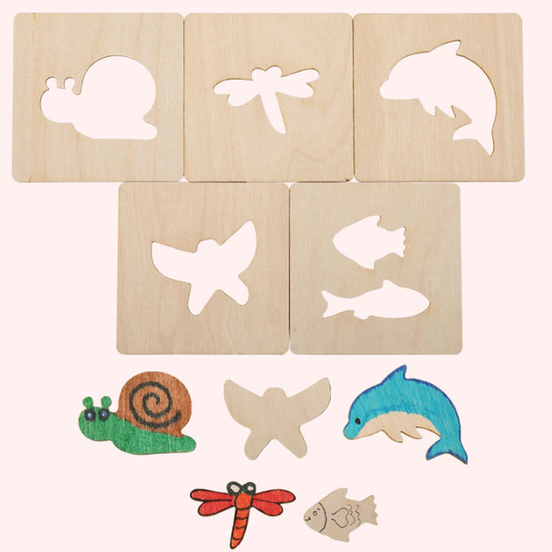 60Stck DIY Handgemachte Holz Malerei Bord Vorlage Zeichnung Schablonen Graffiti Spielzeug einstellen Für Art freundlicher (60Stck Bord + 60Stck Ausschnitte)