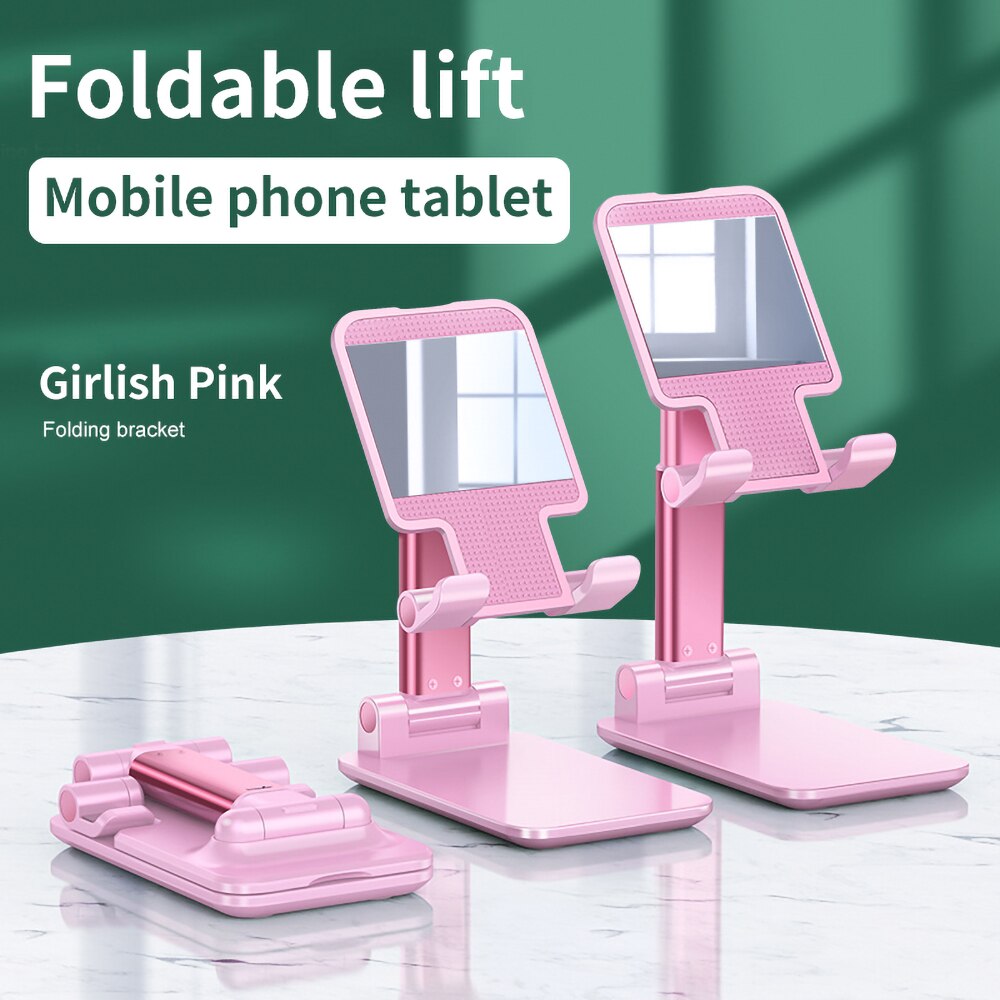 Portable Folding Tablet Holder for iPad Stand Holder Phone Mini Adjustable Soporte Tablet Holder Stand for ipad 10.2/10.5 Pro 11: pink