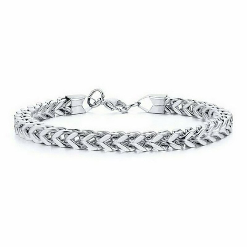 Hip Pop Bracelet Cuba Chain For Men Jewelry Hand Chain Rock And Roll Accessories Custon Named: silver-8inch