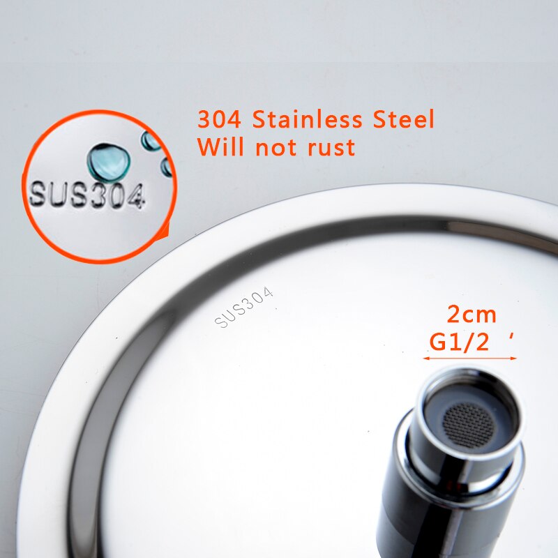 Round & Square 304 Stainless Steel Showerhead Rainfall Rain Shower Head Chrome high pressure bath faucet dusche ducha rainshower