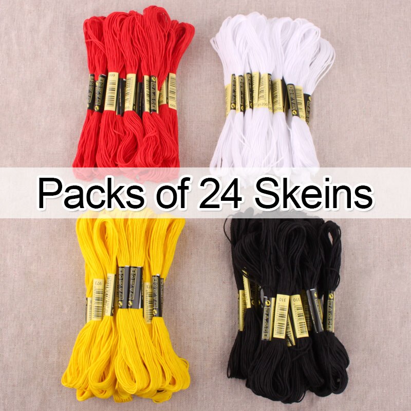 24 skeins white black red golden cross stitch embroidery cotton Strings thread line Crafts Friendship Bracelet lappet threads