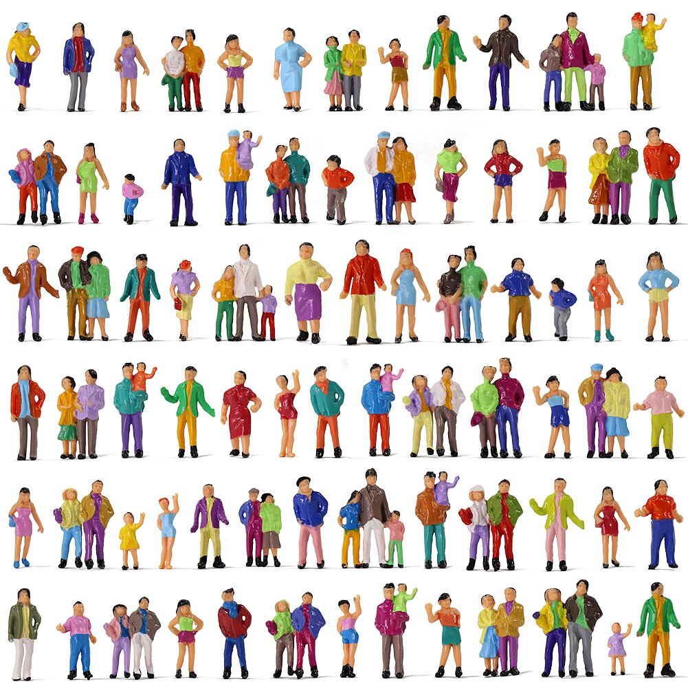 100 stk ho skala malte figurer mennesker modell skala 1:87 modell togpassasjerer assortert positur