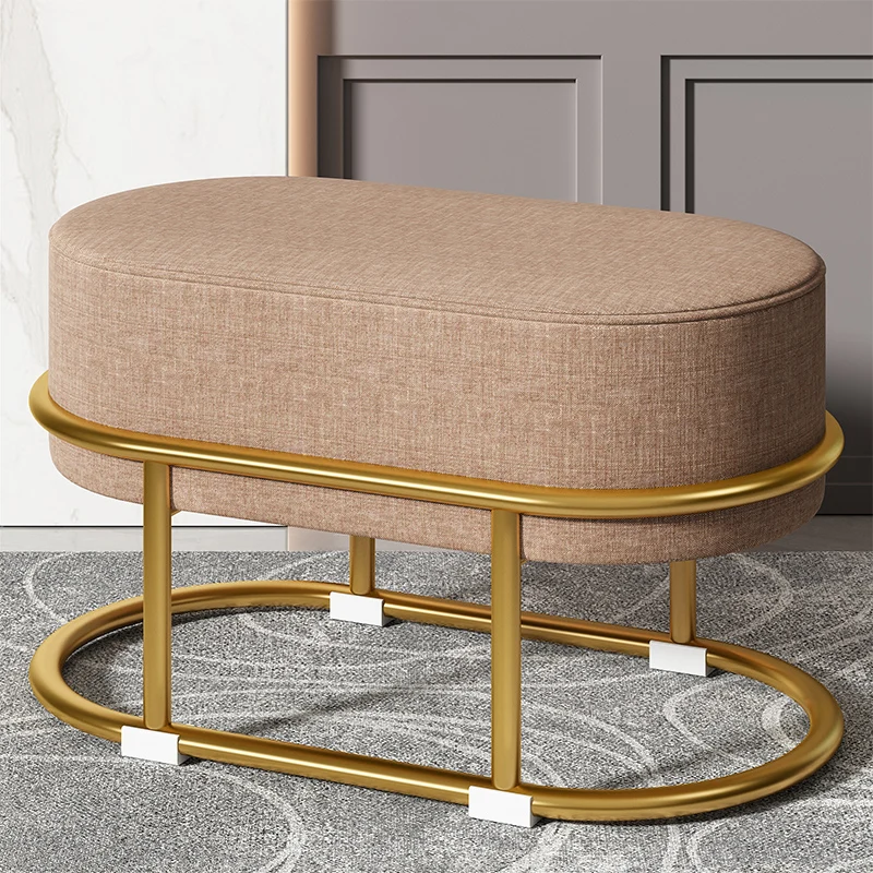 Nordic Metal Step Stool Modern Living Room Decorative Makeup Rectangle Bathroom Foot Stool Pedicure Tabouret Patio chair: Navy Blue