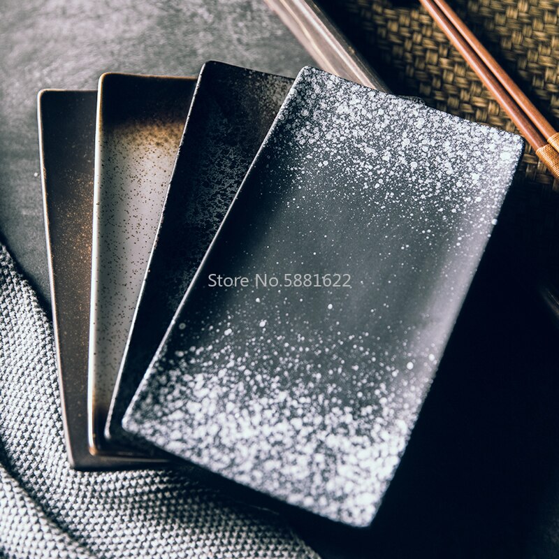 8.5 Inch Large Rectangular Plate Japanese Ceramic Plate Sushi Plate Large Size Flat Plate Good-looking Tableware