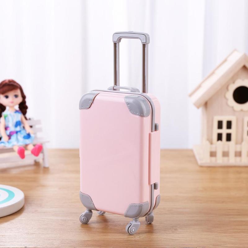 Play House Pink Plastic 3D Travel Train Suitcase Luggage Doll Toy for Children Improve Self-Care Ability for Happiness