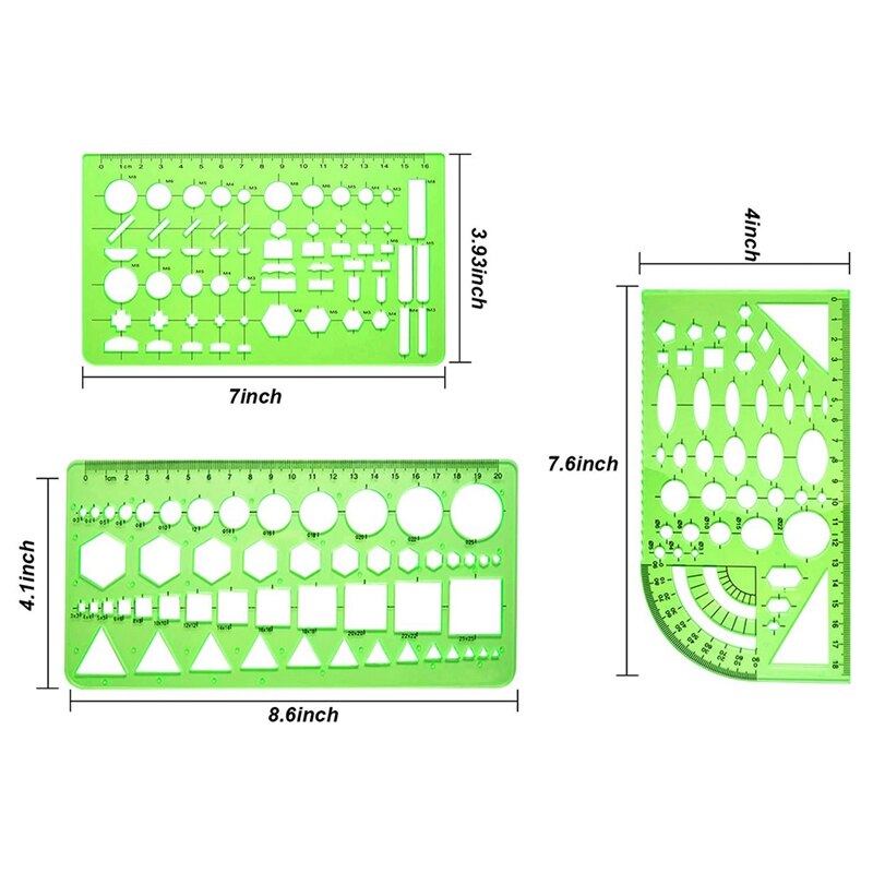 -12 PCS Geometric Drawing Stencil Measuring Rulers French Curve Templates Rulers for Drawing Studying Drafting
