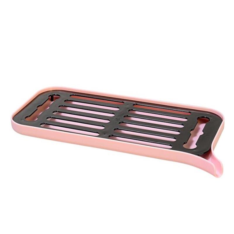 Plastic Dish Drainer Dryer Tray Large Sink Drying Rack Worktop Drain Rack Kitchen Water Filter Tray: Pink