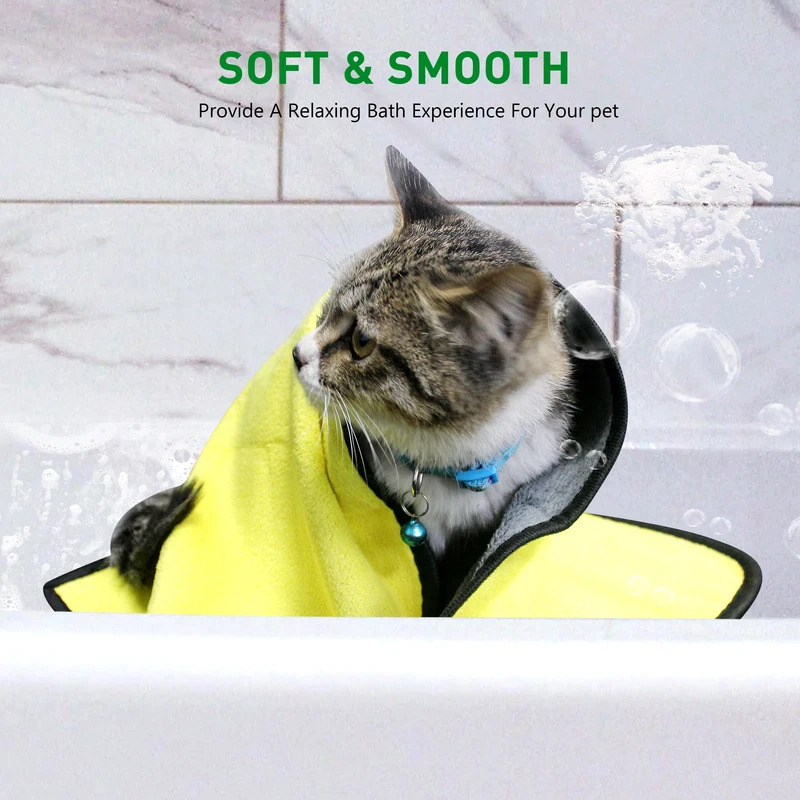 Quick-Dry Pet Towel Super Absorbent Dog Bath Towel for Dog Cat Soft Lint-Free Fiber Microfiber Pet Blanket for Grooming Supplies