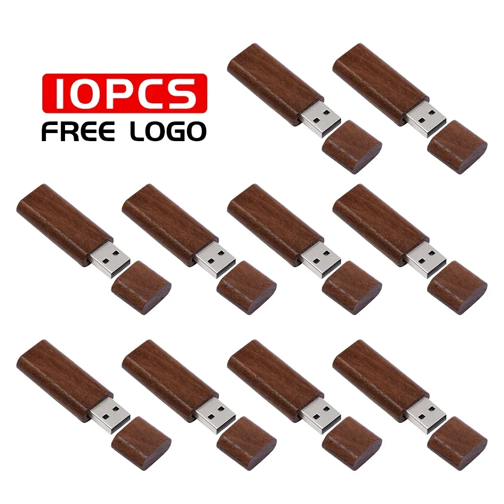 10 TEILE/LOS USB 2.0 Flash Laufwerke 128 GB Holz Pen stick 16 GB 32 GB mit Box Memory stick 16 GB Hochzeitsgeschenk U disk Kostenloses individuelles logo: Grau / 64GB