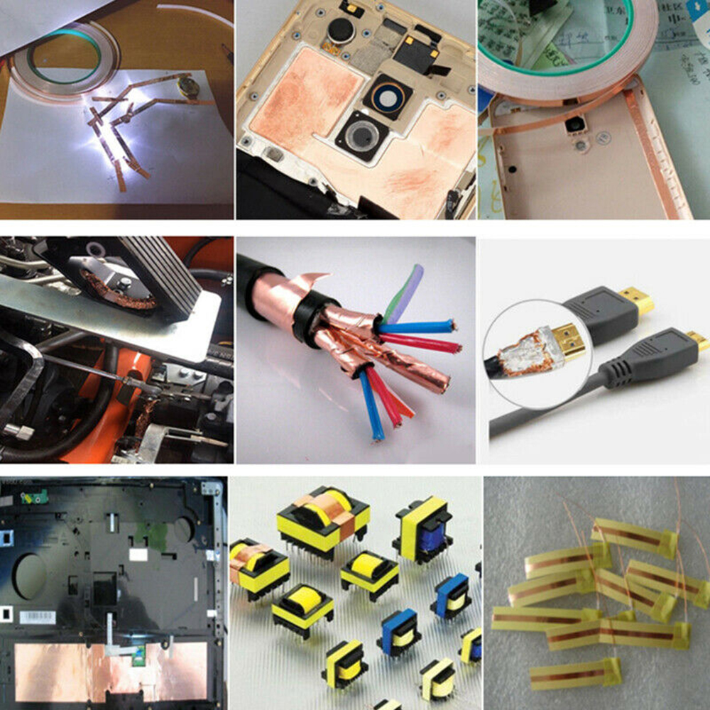 1 Roll Enkele Geleidende Koperfolie Tape Zelfklevende Emi Afscherming Warmte Weerstaan Anti-Statische Reparatie Tape 5Mm/10Mm/15Mm/20Mm