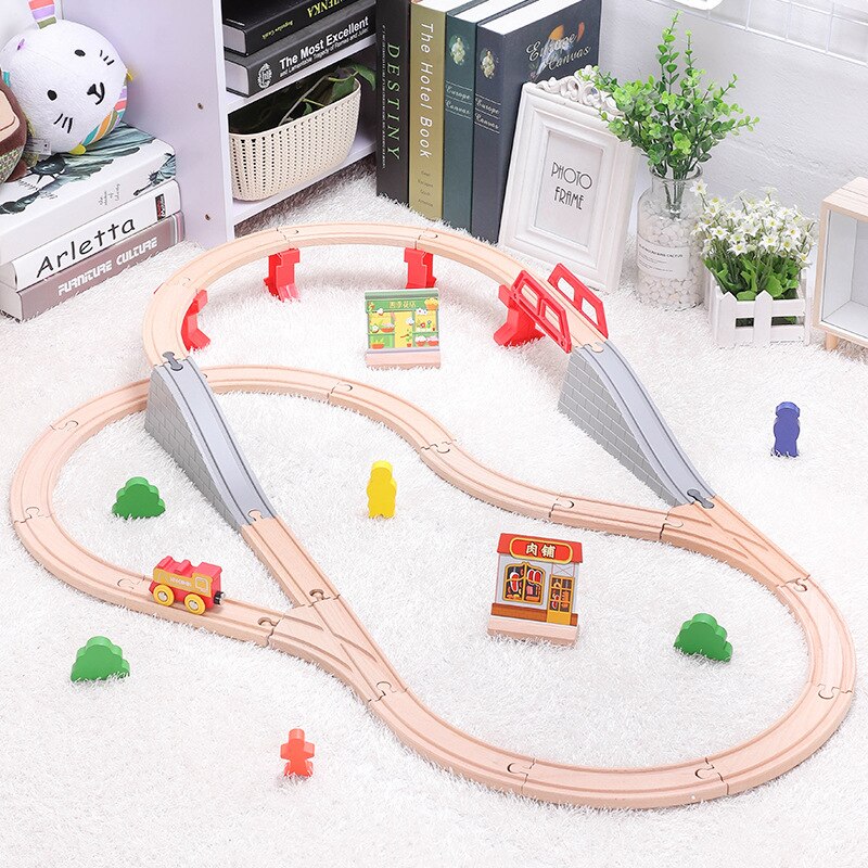 DIY Wooden Track Train with Scene Vocal Track Building Blocks Car Train Railway Track Set Educational Toys Children&#39;s: 6