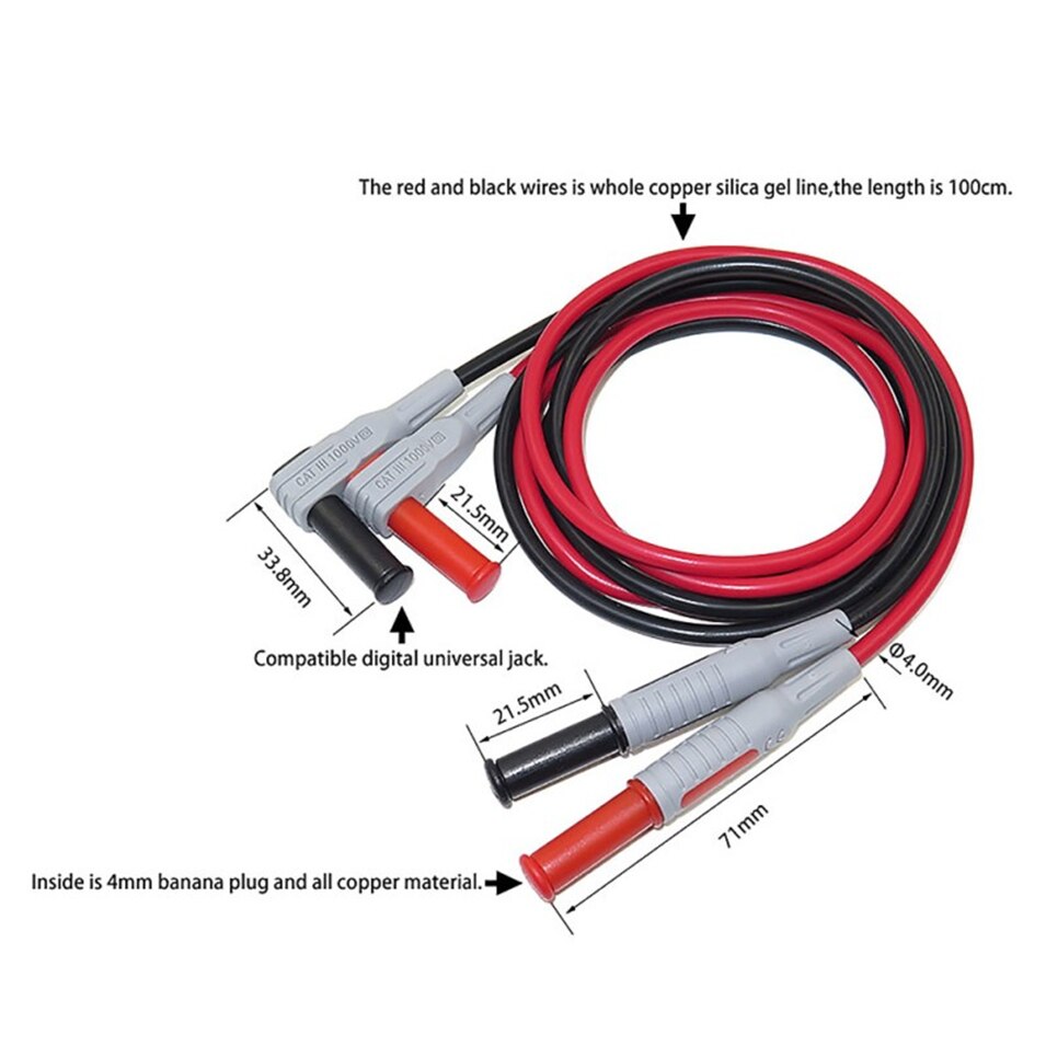 4mm Banana Plug Test Leads – Injection Molded Silicone Wire For Multimeter