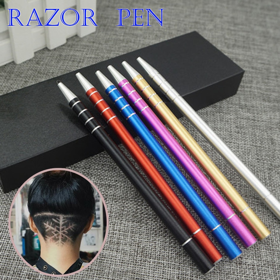Stylo magique pour graver les cheveux, stylo rasoir, multicolore en acier inoxydable 10 lames, visage en acier au carbone