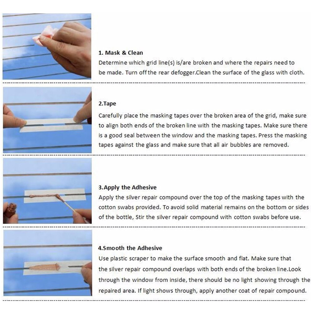 Car DIY Rear Window Defogger Repair Kit Quick Repair Scratched Broken Defroster Heater Grid Lines Fix Broken Defogger Grid Line