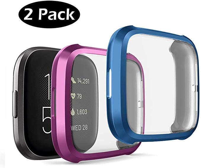 2pack Soft Tpu Case for Fitbit Versa 2 versa Band Waterproof Watch Shell Cover Screen Protector for Fitbit Versa 2: 5