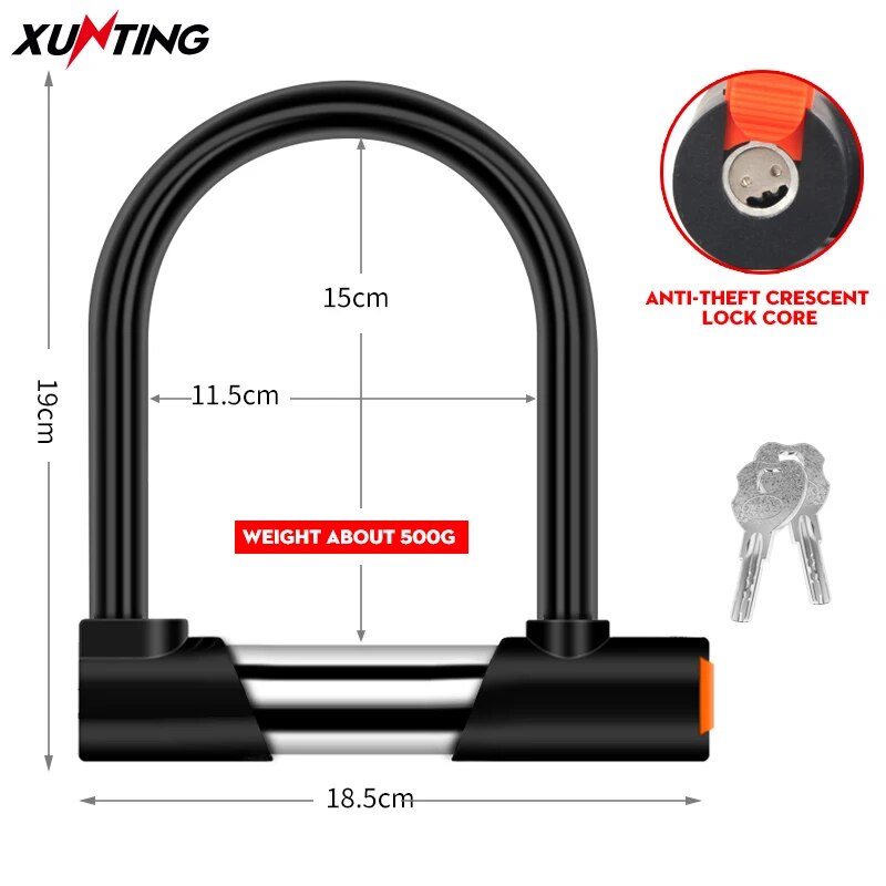 Xunting Fiets U Lock Mtb Racefietslot Anti-Diefstal Veiligheid Motorfiets Scooter Fietsslot Sterke Fiets Accessoires