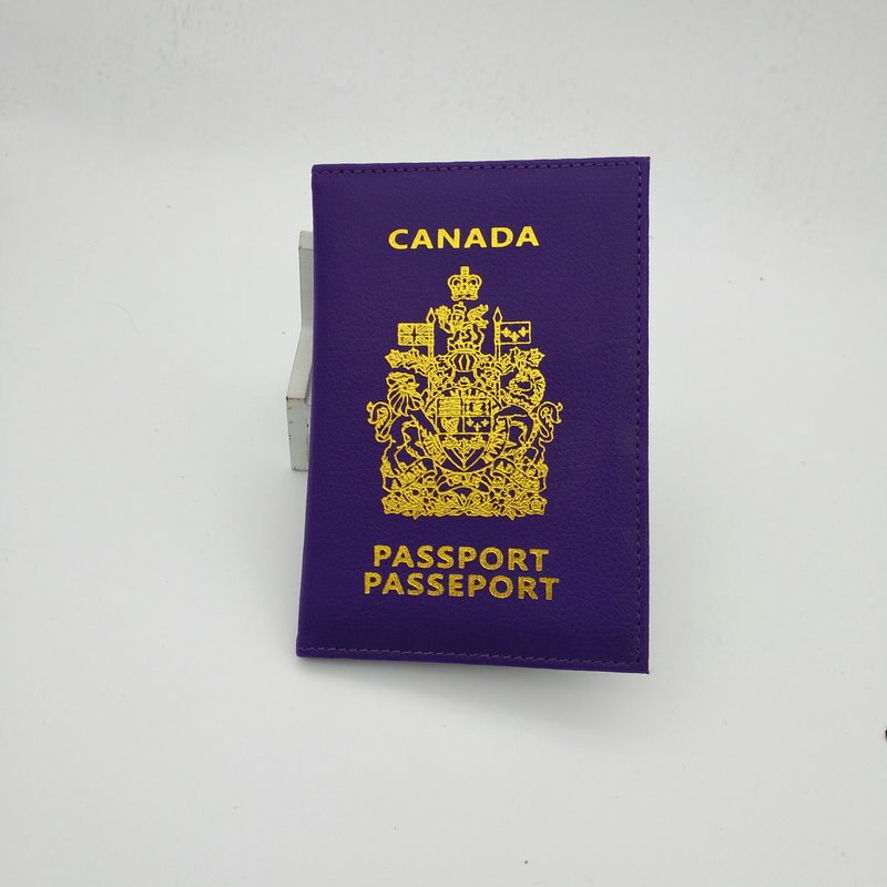 Canada Travel Passport Holder Bag Multifun Leather Canadian Passport Cover Case Wallet for Men Women: Purple