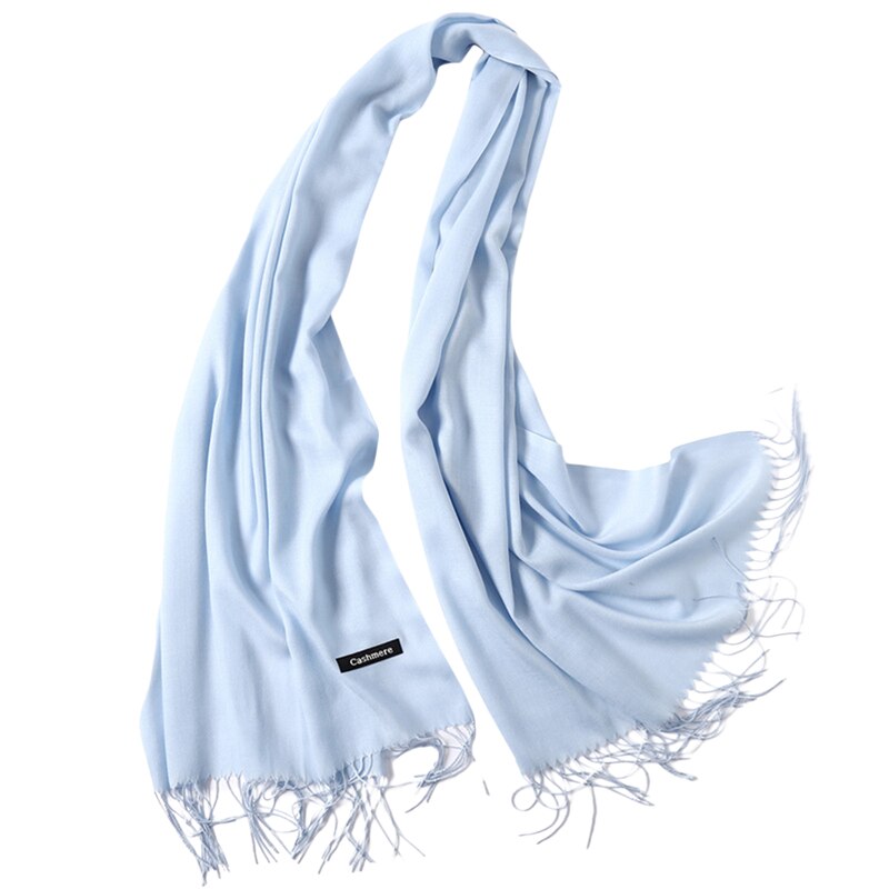 Zomer Vrouwen Hijab Sjaal Dunne Sjaals En Wraps Lady Solid Vrouwelijke Hijab Stola Lange Kasjmier Pashmina Foulard Hoofd Sjaals: Light Blue