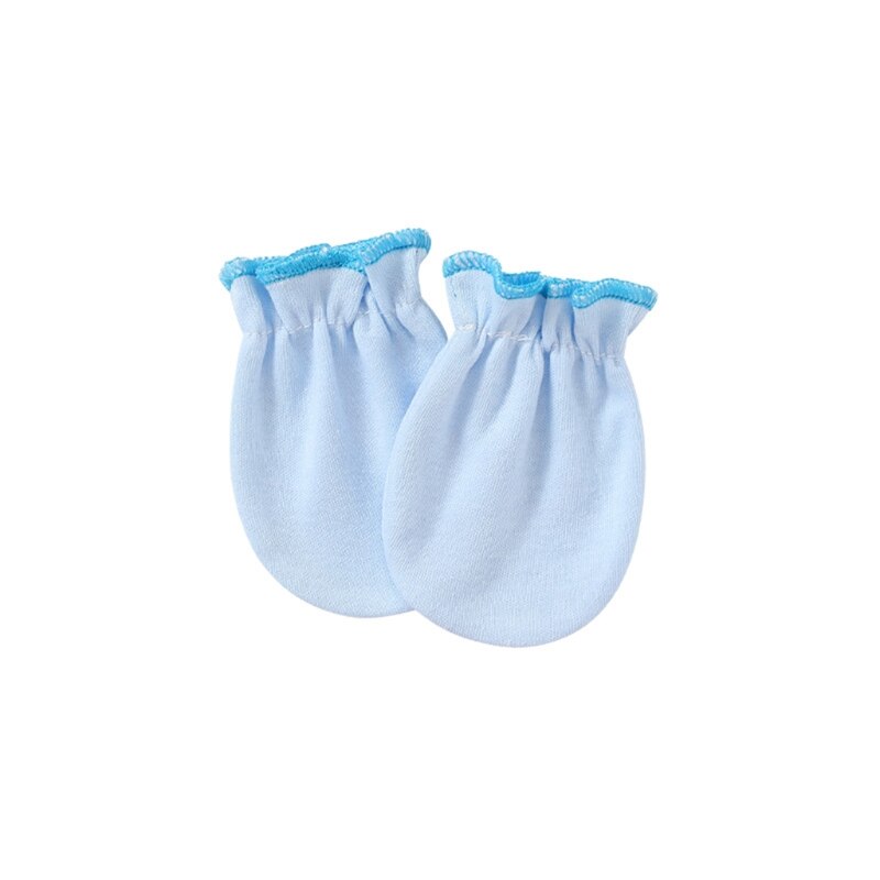 1 Pair Baby Anti-scratch Soft Cotton Gloves Newborn Handguard Mittens Infants Supplies: Sky Blue
