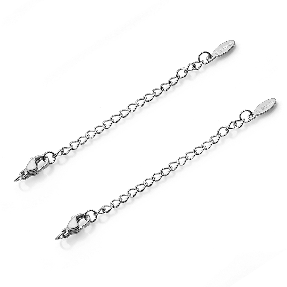 10-20pcs Stainless Steel Extension Tail Chain Lobster Clasps Connector Extended Chain for Bracelet Necklace Jewelry Making DIY: M / GRAY