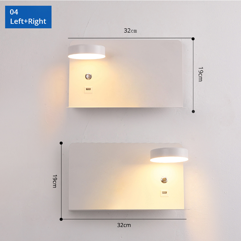 Led væglamper med kontakt og usb interface hvid sort lampe armatur gang gang belysning kunst armatur wandlamp