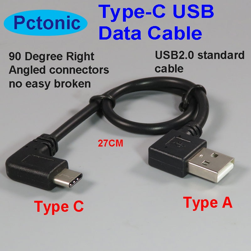 Pctonic Elleboog Type-C Usb Naar USB-A Mannelijke Buigen USB3.1 Mannelijke 90 Graden Haakse Connector Korte 30 Cm voor Power Bank Kabel