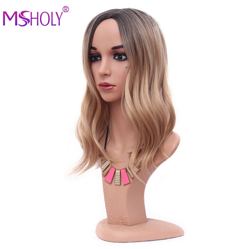 Korte krøllete bob parykker for kvinner honning blondt naturlig hår parykker kvinnelig syntetisk varmebestandig fiber cosplay parykk msholy hår