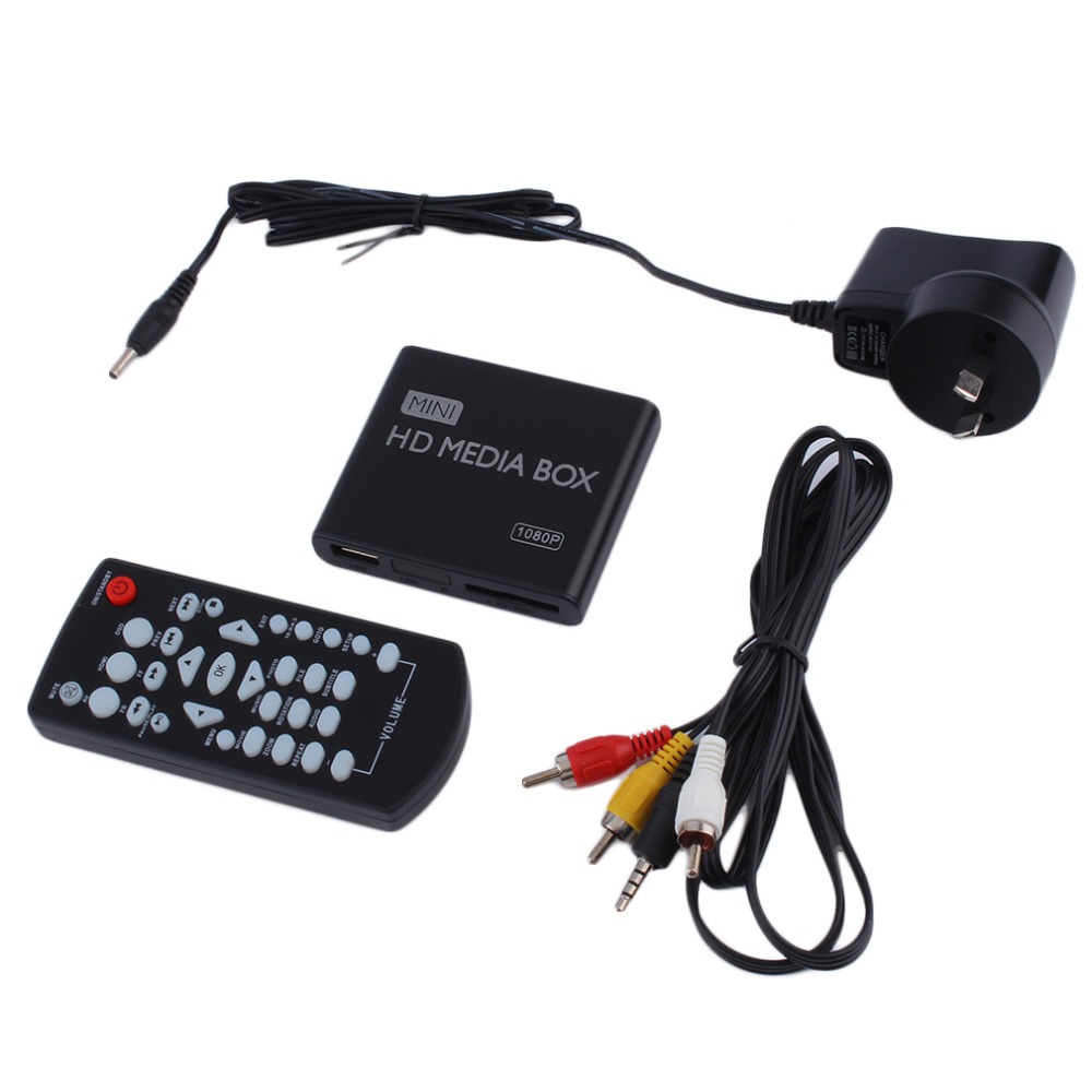 Mini lecteur multimédia 1080 P Mini boîtier multimédia HDD boîtier TV lecteur multimédia vidéo Full HD avec lecteur de carte SD MMC 100 Mpbs AU prise EU US