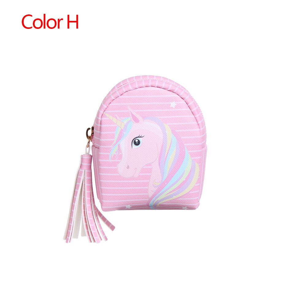 Monederos creativos de unicornio para mujer, Mini bolsa con de estampado Digital, colgante de borla, monedero de caballo de arco iris, bolso de la tarjeta llave: H