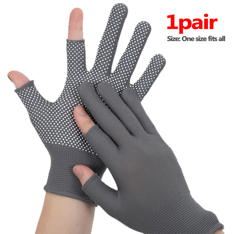 Guantes sin dedos, manoplas de trabajo de nailon antideslizantes para pantalla deslizante, guantes deportivos para conducir en bicicleta al aire libre, hombres y mujeres, blanco y negro: Azul cielo
