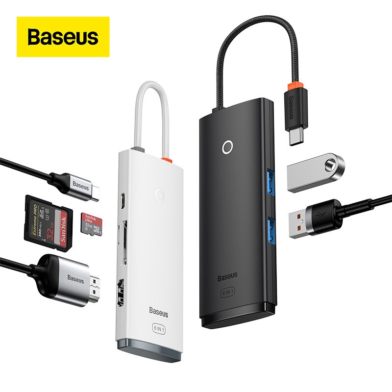 Baseus – HUB USB type-c vers HDMI, adaptateur USB 3.0, station d&#39;accueil 6 en 1 pour MacBook Pro Air