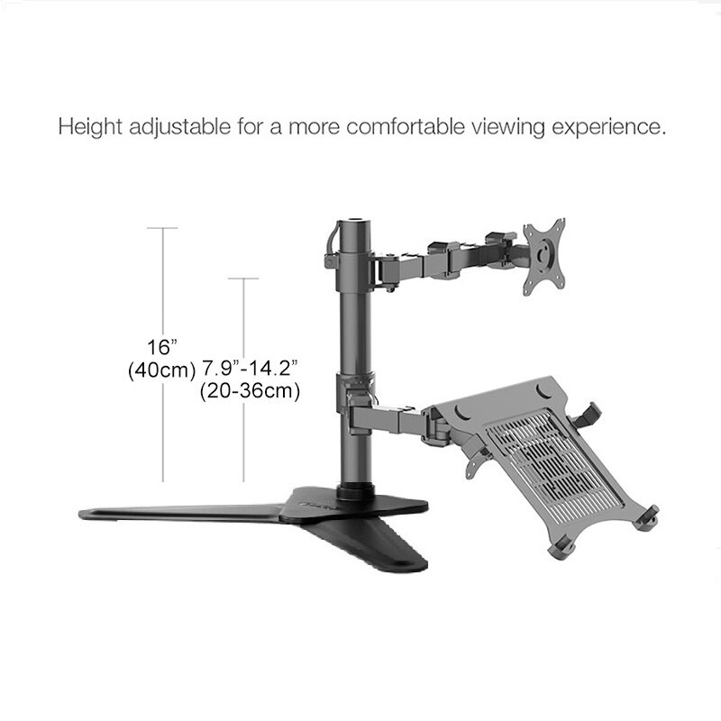 Desktop Freely Standing Laptop Mount & Monitor Mount LCD Arm Desk Stand Fit for 10"-30" Monitor 10"-17" Laptop Max Support 10KG