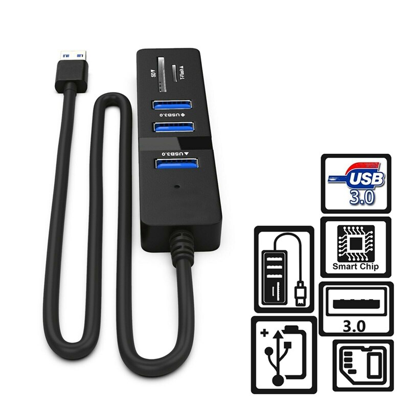 Usb Hub 3.0 Multi Usb 3.0 Hub Usb Splitter High Speed 3 Poorten Tf Sd Kaartlezer Alles In Een voor Pc Computer Accessoires