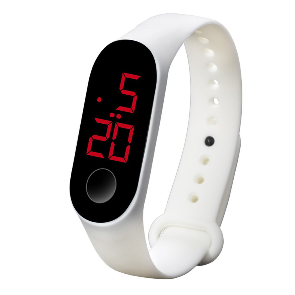 Reloj digital para mujer, reloj electrónico para mujer, con anillo colgante, LED, deportivo, inteligente: Blanco