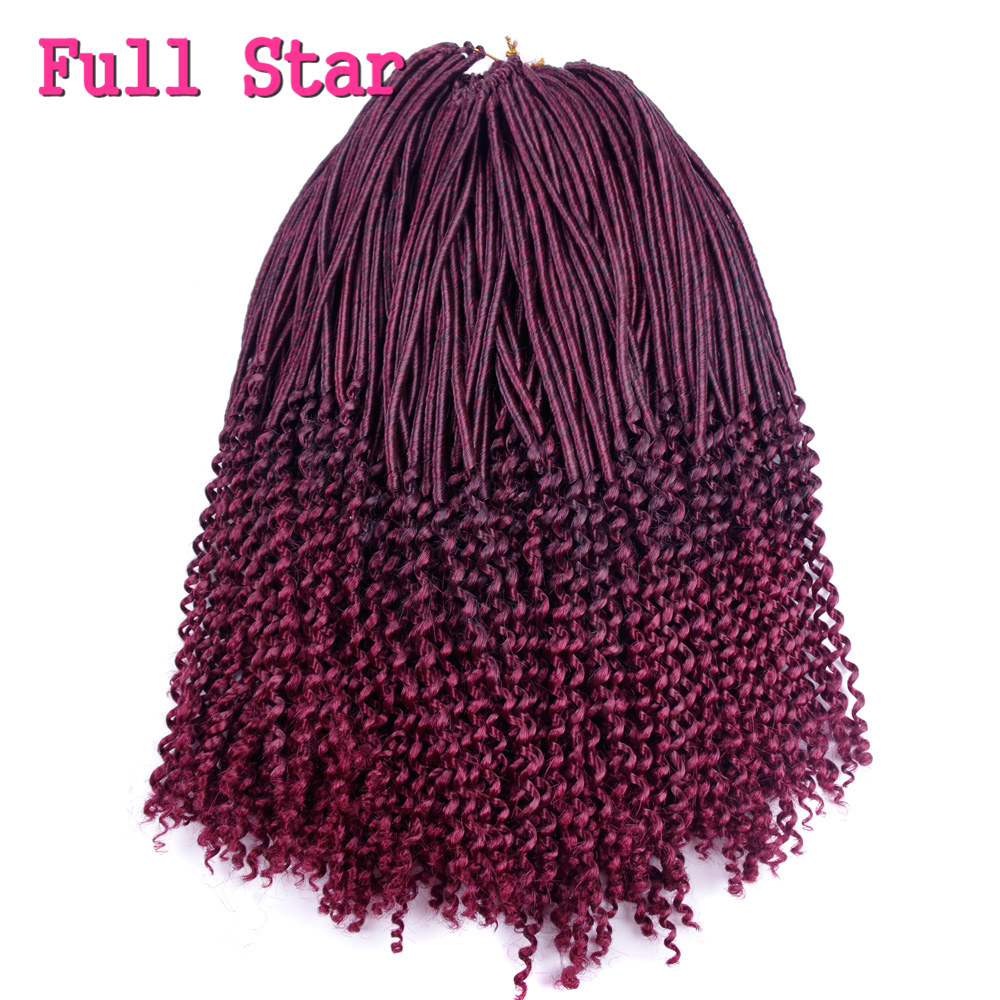 Synthetic Crochet Braid Hair Style 1-6 pack Micro Faux Locks Curly Ends Hair Extensions Full Star 100g Ombre Black Brown Color