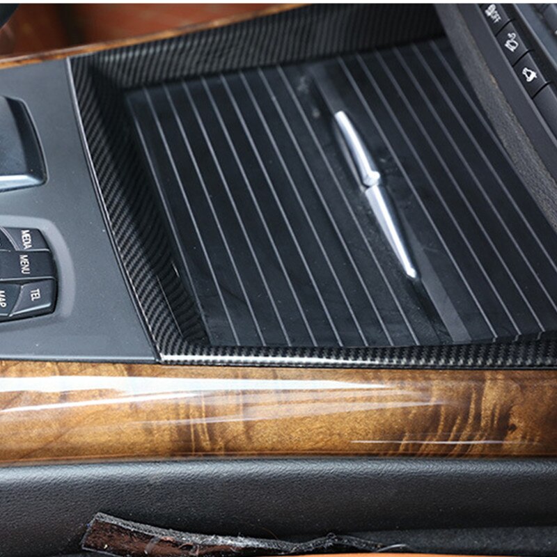 Consola Central Soporte para vasos cubierta de marco decorativo embellecedor para BMW X5 E70 accesorios interiores de Color de fibra de carbono