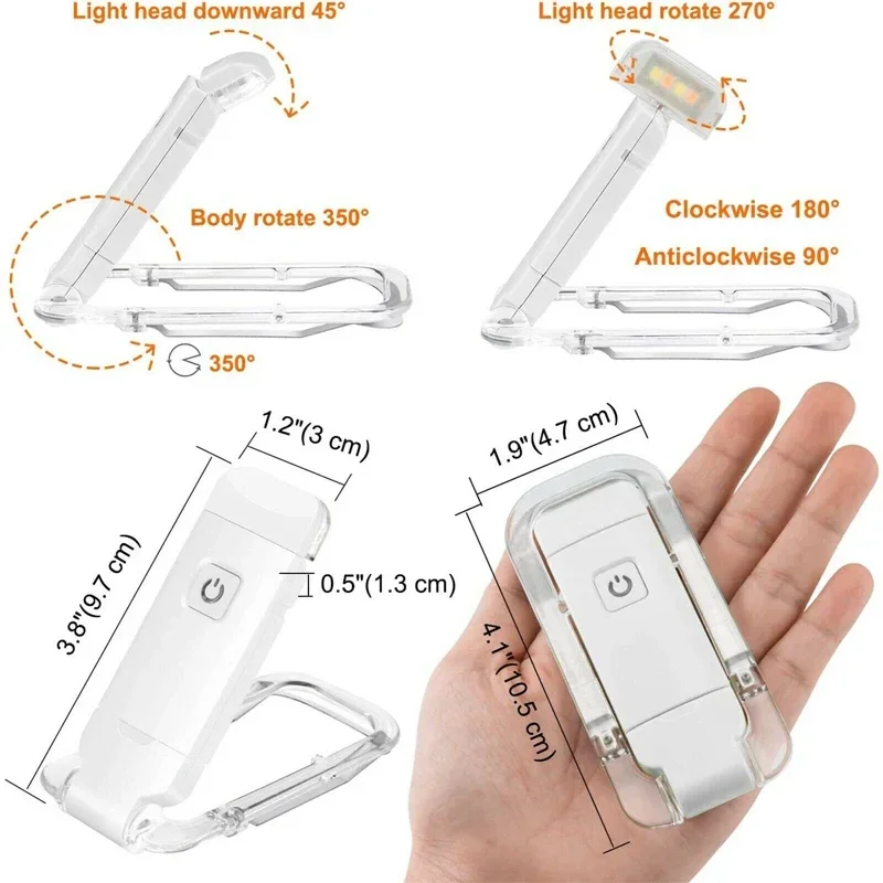LED USB Oplaadbaar Boek Leeslamp Oogbescherming Nachtlampje Draagbare Clip Bureaulampen Bladwijzer Leeslamp Nachtlampje