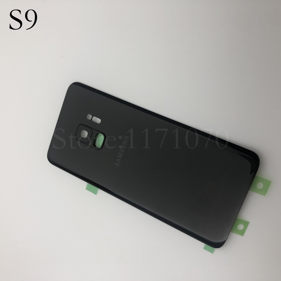 For Samsung Galaxy S9 Plus s9+ G965 SM-G965F G965FD S9 G960 SM-G960F G960FD Glass Battery Back Cover Door Housing Replacement: s9 black