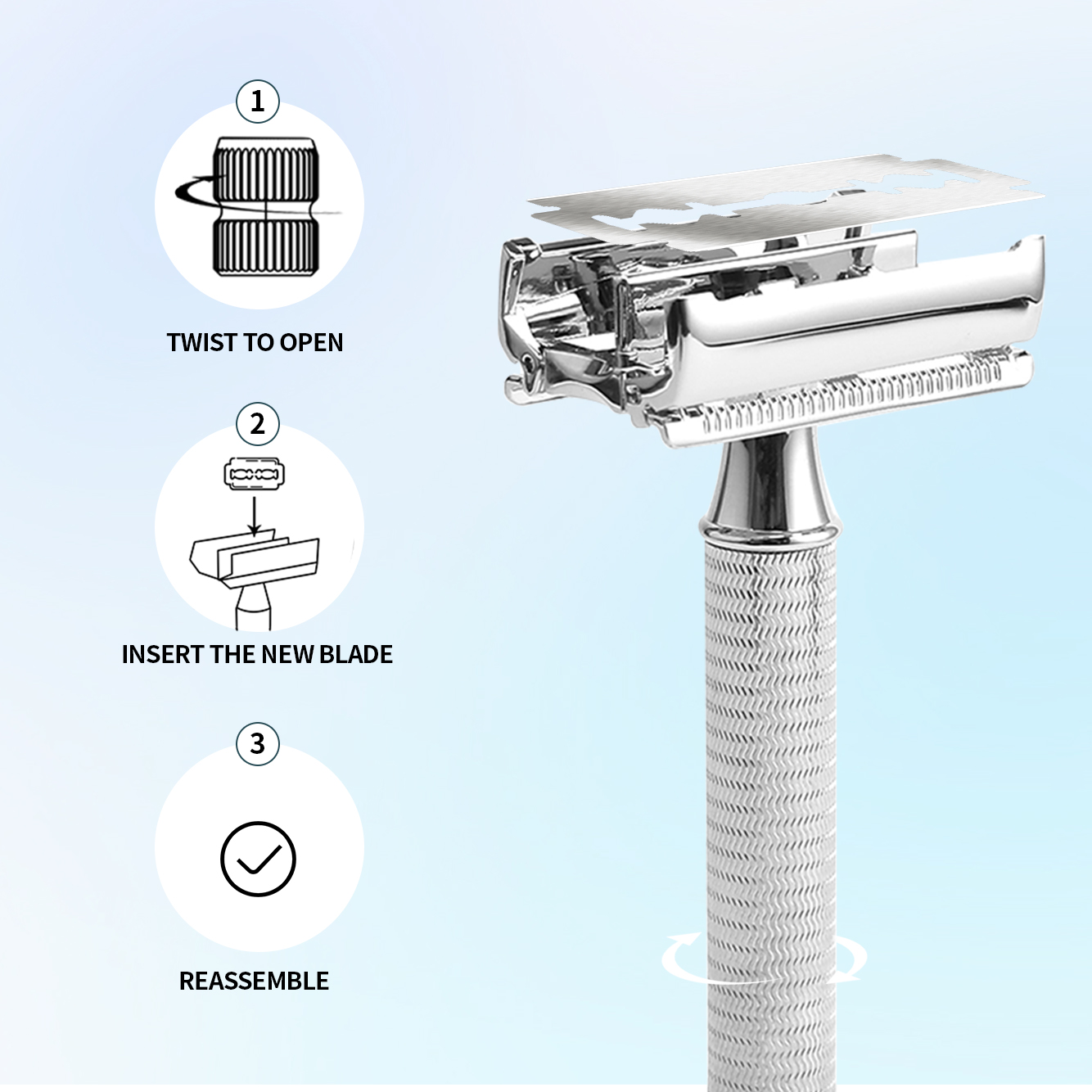 Baili Vlinder Dubbele Rand Veiligheidsscheermes Roestvrij Staal Handmatige Herbruikbare Natte Shave Voor Mannen Vrouwen Met 5 Platina Messen BRB4D-SI