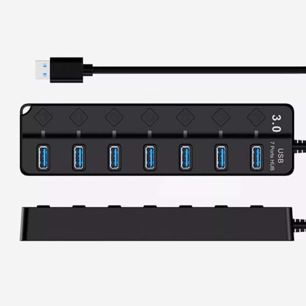 Hub USB 3.0 7 em 1 com 7 Portas e Interruptor Independente, Divisor Multifuncional de Alta Velocidade USB, Extensor de Alta Velocidade